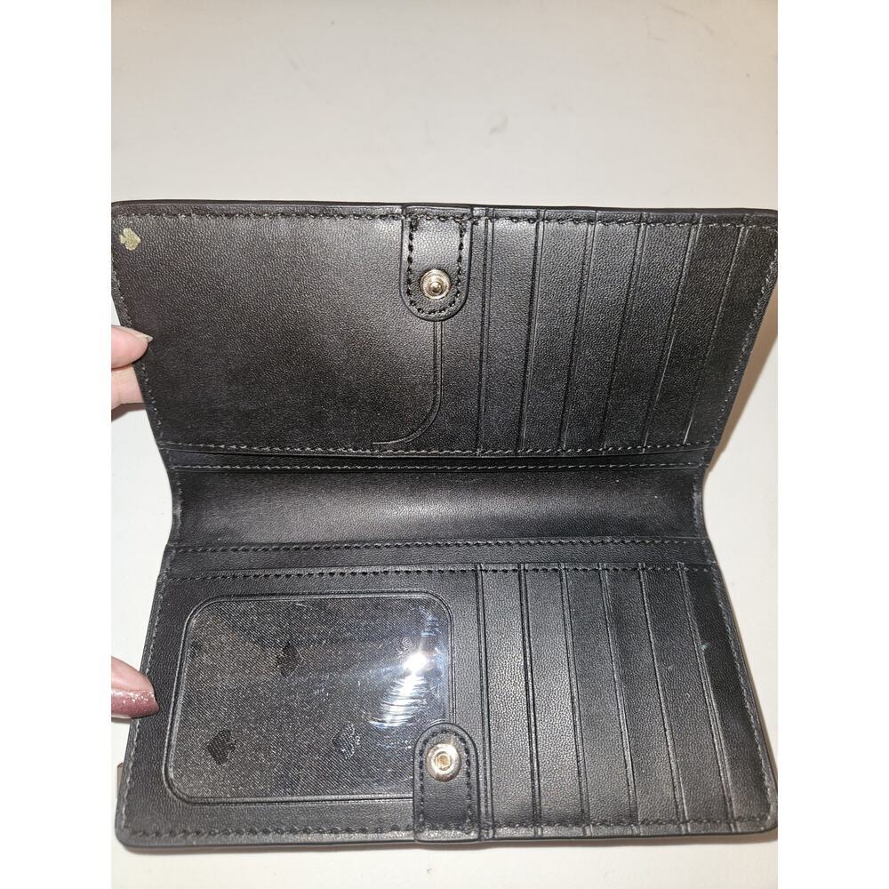 NWOT Kate Spade Odette Glitter Large Slim Bifold Black 7x4 - Picture 9 of 10